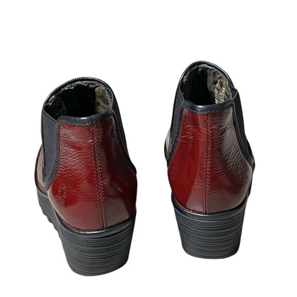 Fly London Burgundy wedge platform Yat Chelsea Bootie boots 38 8 Portugal NEW - Picture 12 of 16